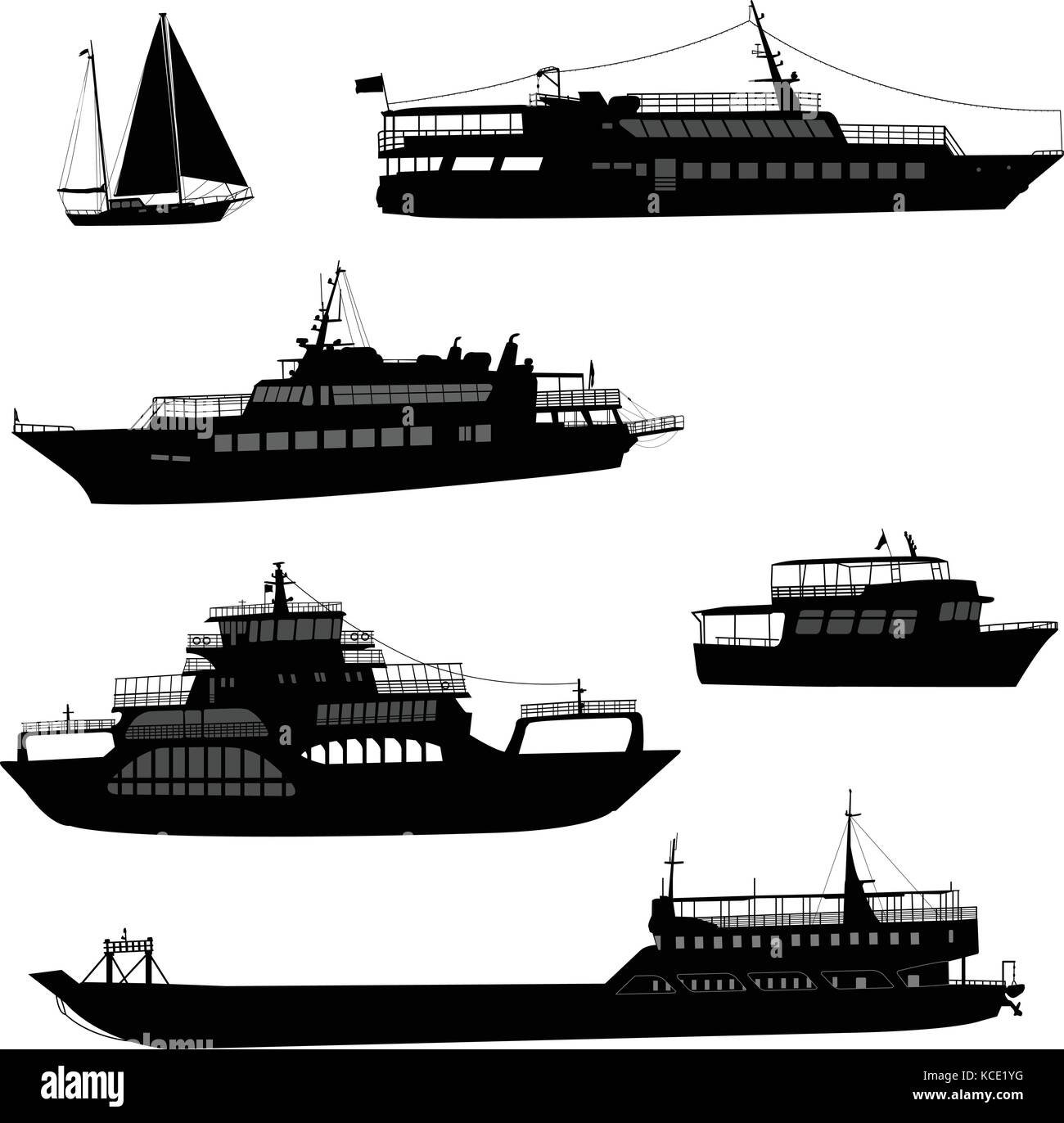 Schiffe und Boote Silhouetten - Vektor Stock Vektor