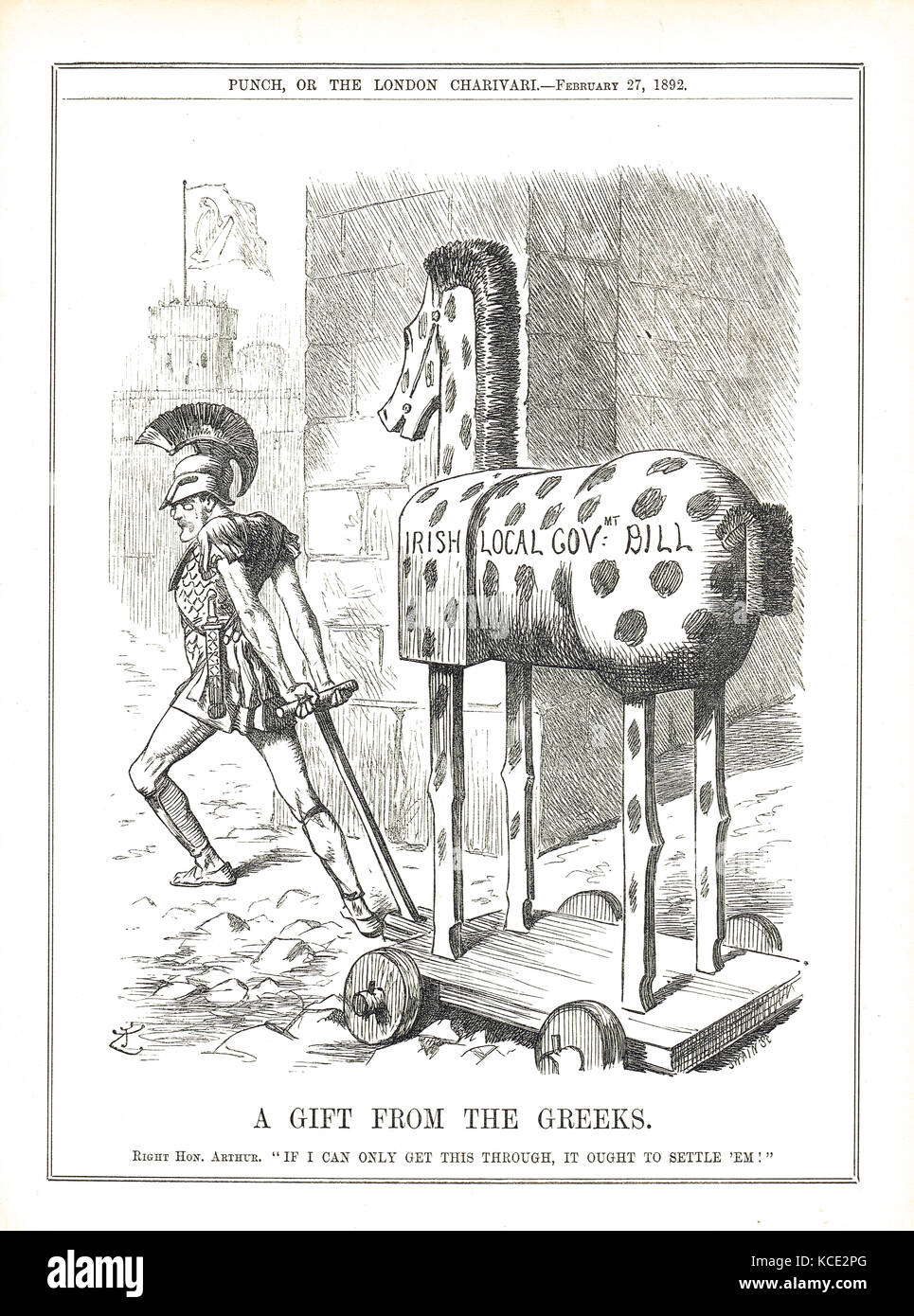 Arthur Balfour & das irische Trojanische Pferd, 1892 Stockfoto
