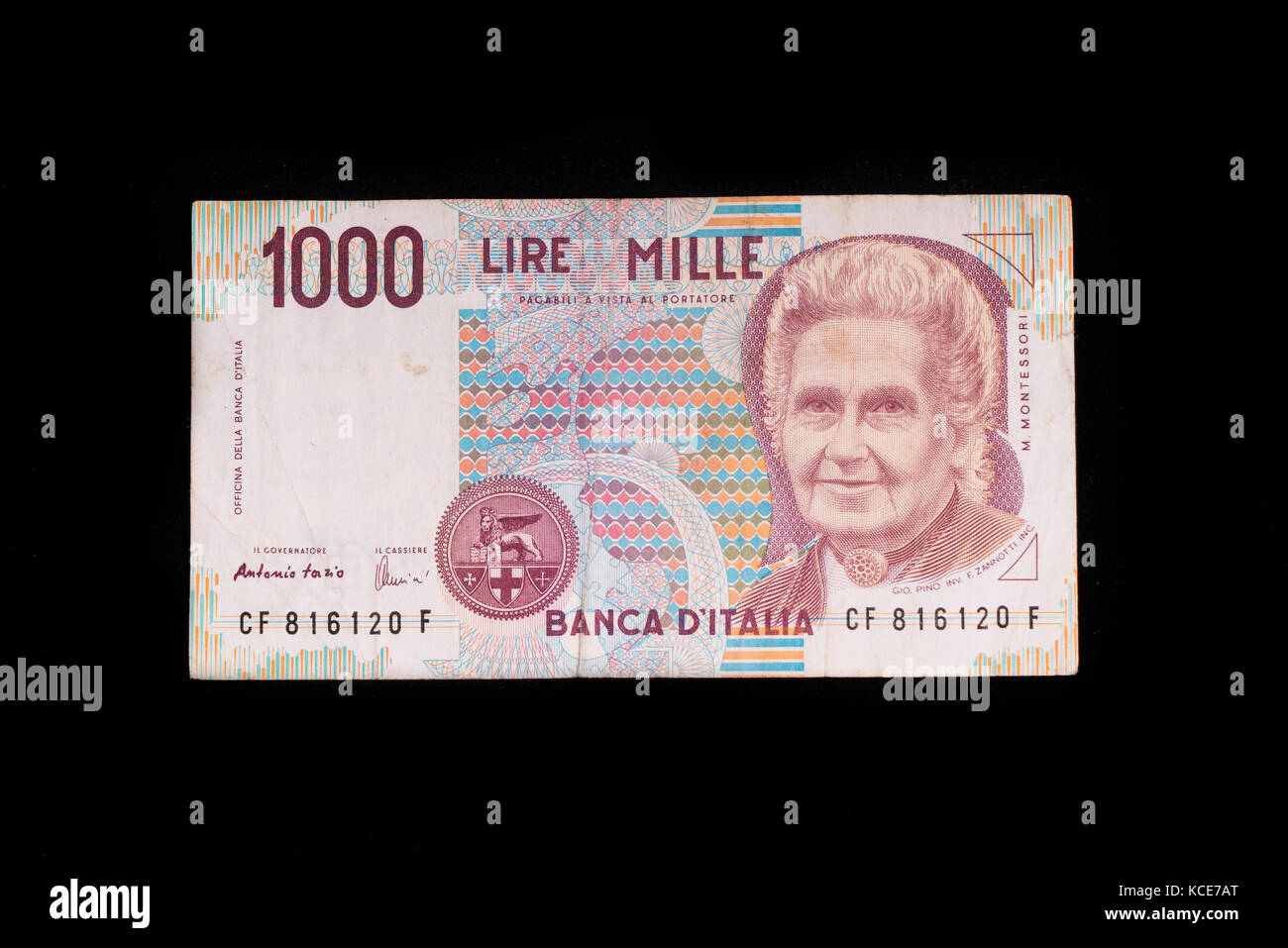 Alte italienische Banknote Stockfoto