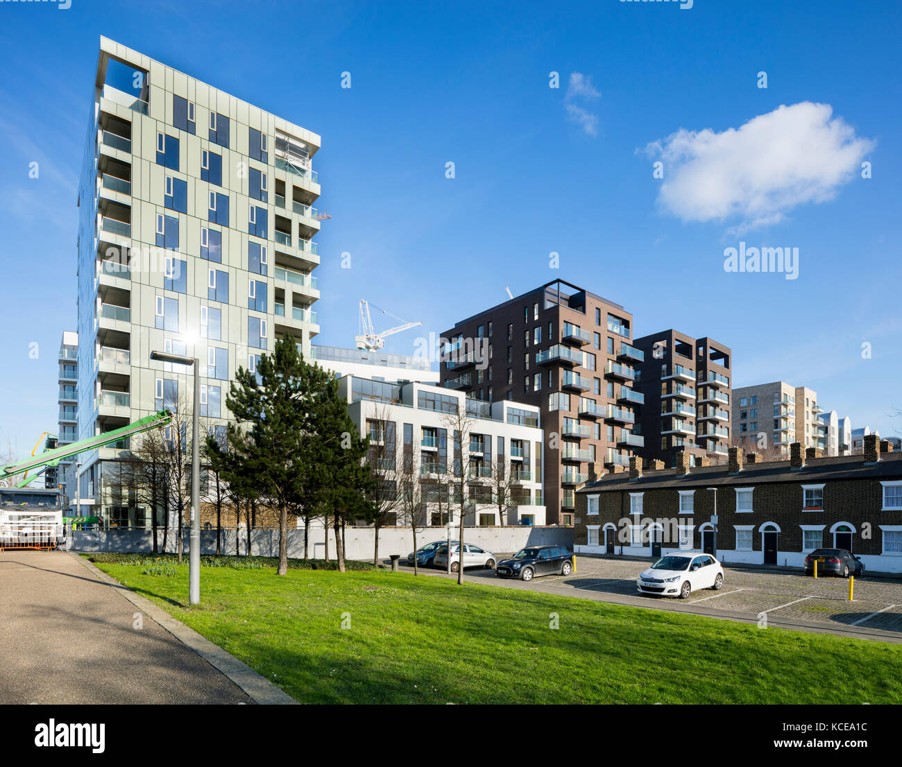 Greenwich Peninsula Entwicklung und Regeneration, London. Die Regelung bis zu 10.000 neue Wohnungen sehen werden, zusammen mit Hotels, Geschäfte, Büros und Schulen. Stockfoto