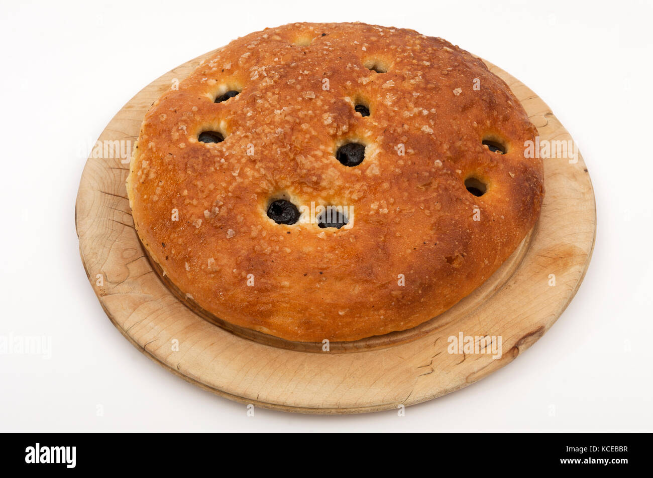 Mittelmeer schwarze Oliven Brot Stockfoto