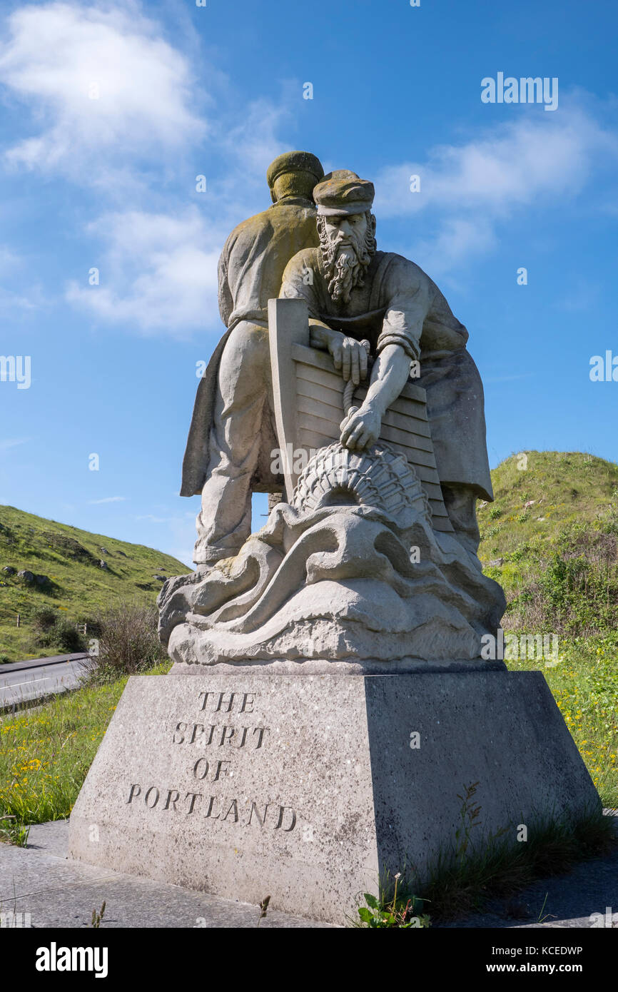 Statue nach Portland Steinmetzen Portland, Dorset England Stockfoto