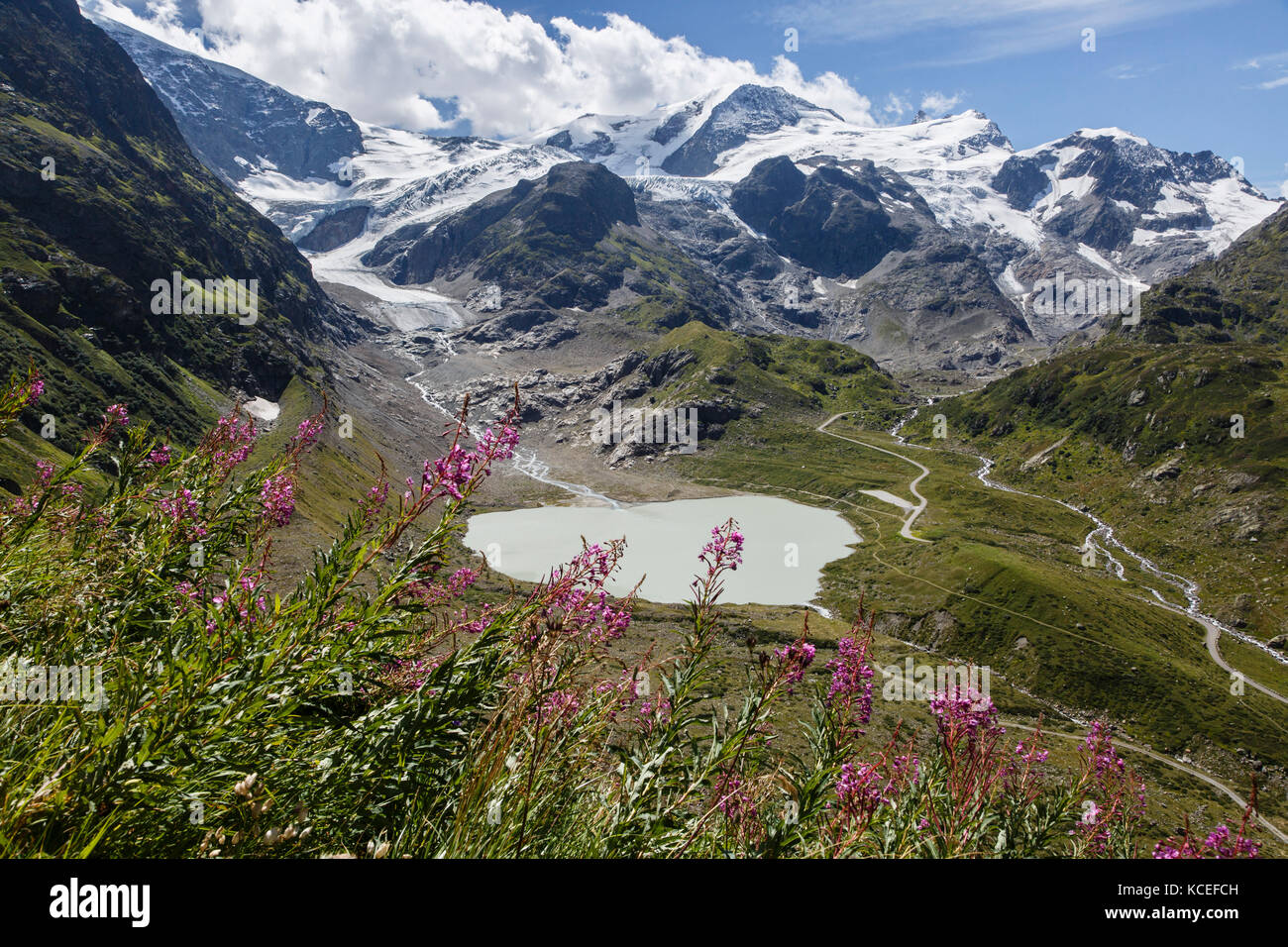 Blick von der Sustenpass, sustenhorn und der Stein Gletscher, Schweiz Stockfoto