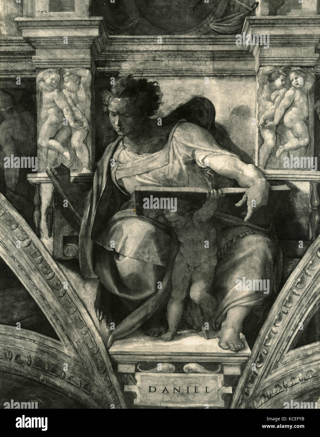 Prophet Daniel, Fresko von Michelangelo, Sixtinische Kapelle Stockfoto