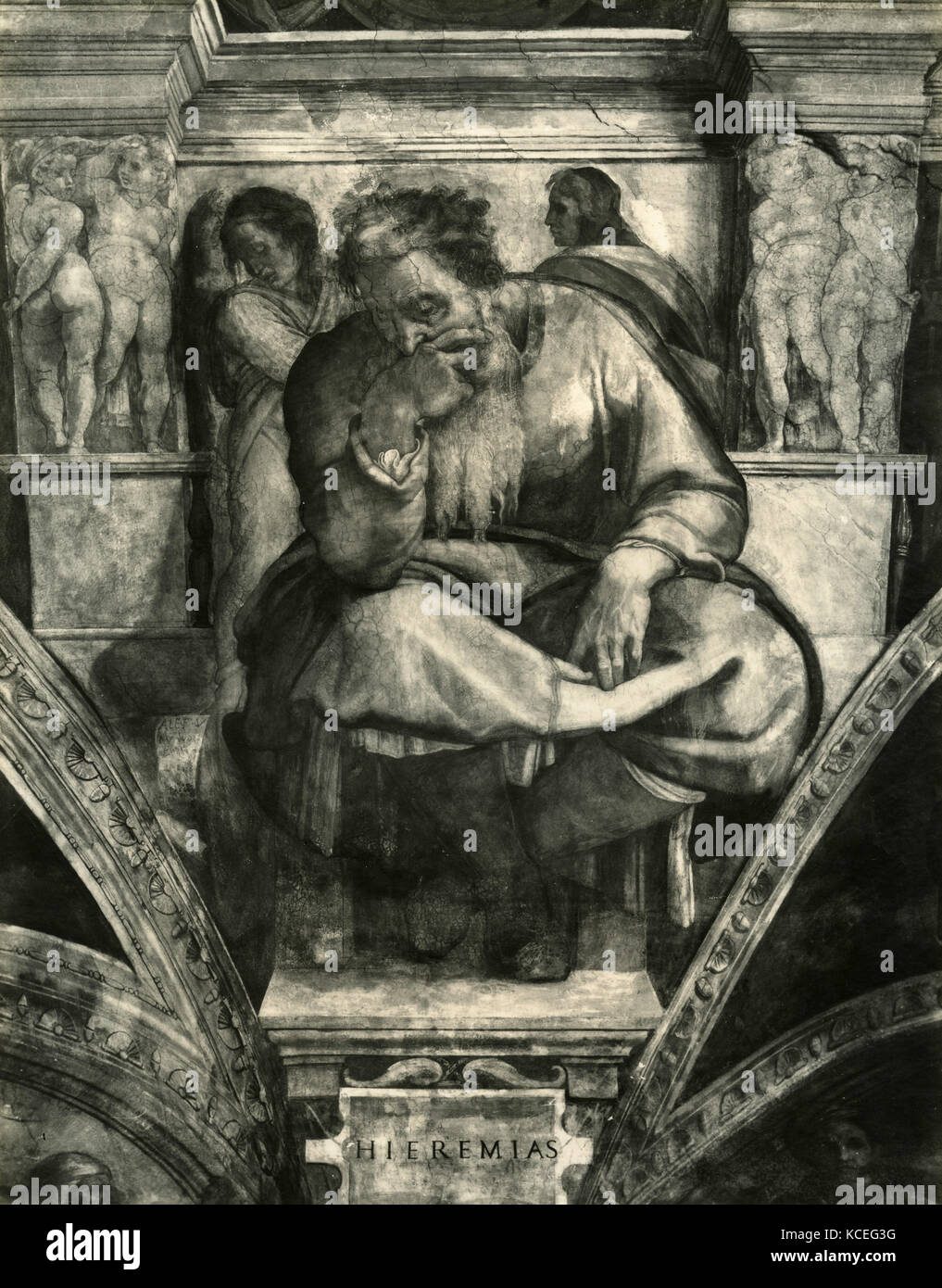 Propheten Jeremia, Fresko von Michelangelo, Sixtinische Kapelle Stockfoto