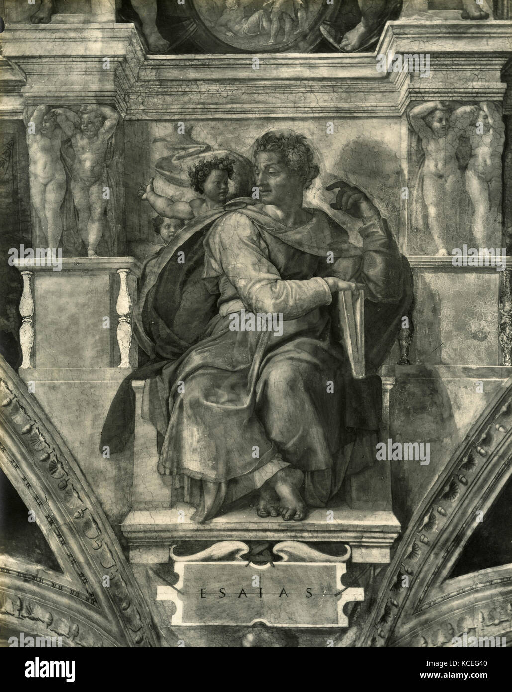 Prophet Jesaja, Fresko von Michelangelo, Sixtinische Kapelle Stockfoto