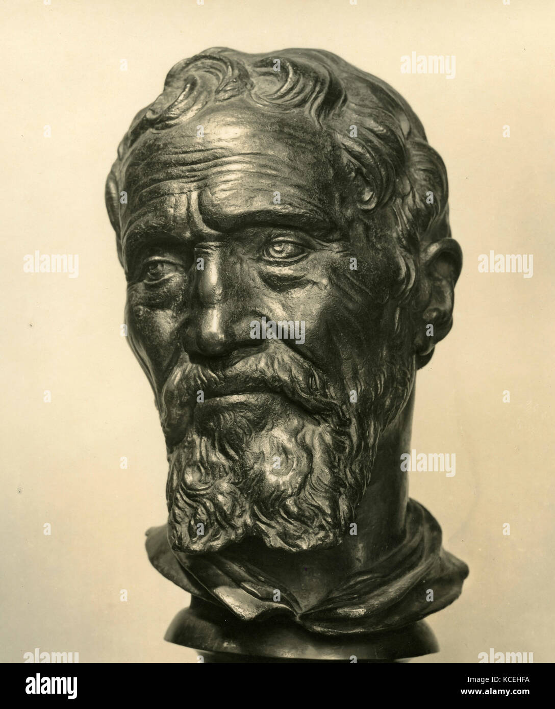 Michelangelo, bronzebüste von Eugene Piot Stockfoto