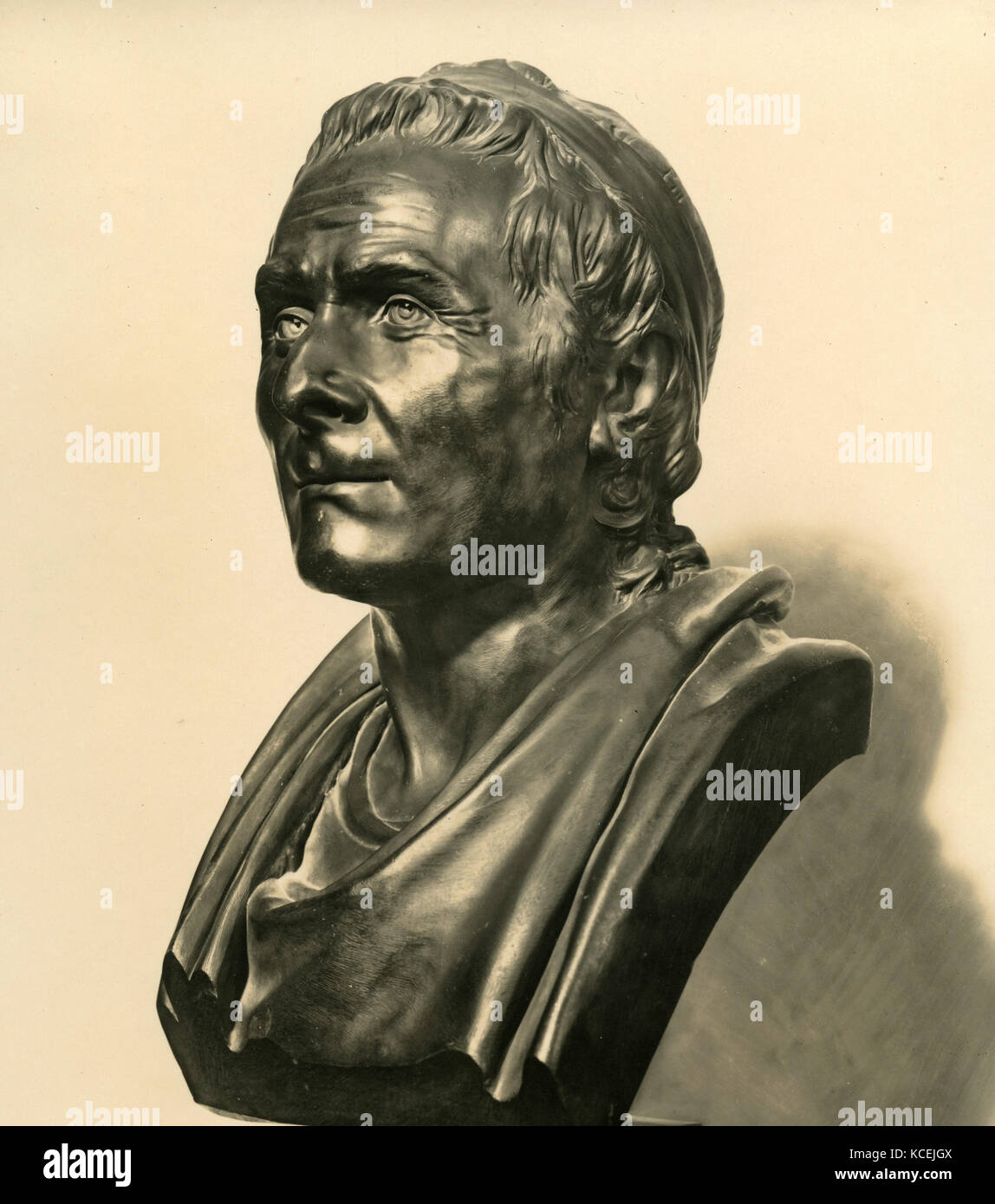 Jean-Jacques Rousseau, Bronzestatue von JA Houdon Stockfoto