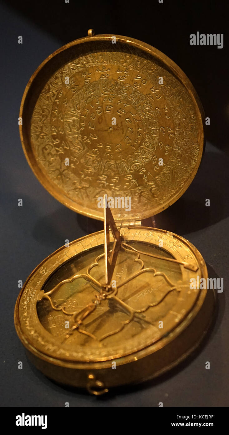 Messing Kompass. iranische, 1800-75. Die magnetischen Kompass, eine chinesische Erfindung, in ...