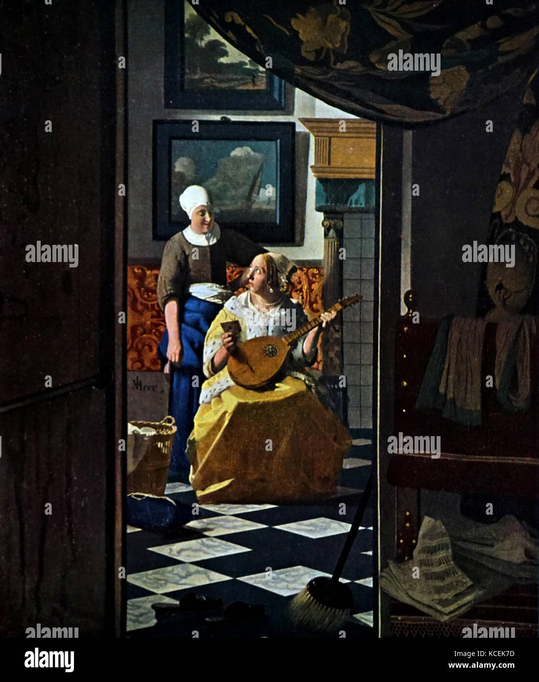 Gemälde mit dem Titel "Der Liebesbrief" von Johannes Vermeer (1632-1675) ein niederländischer Maler. Vom 17. Jahrhundert Stockfoto