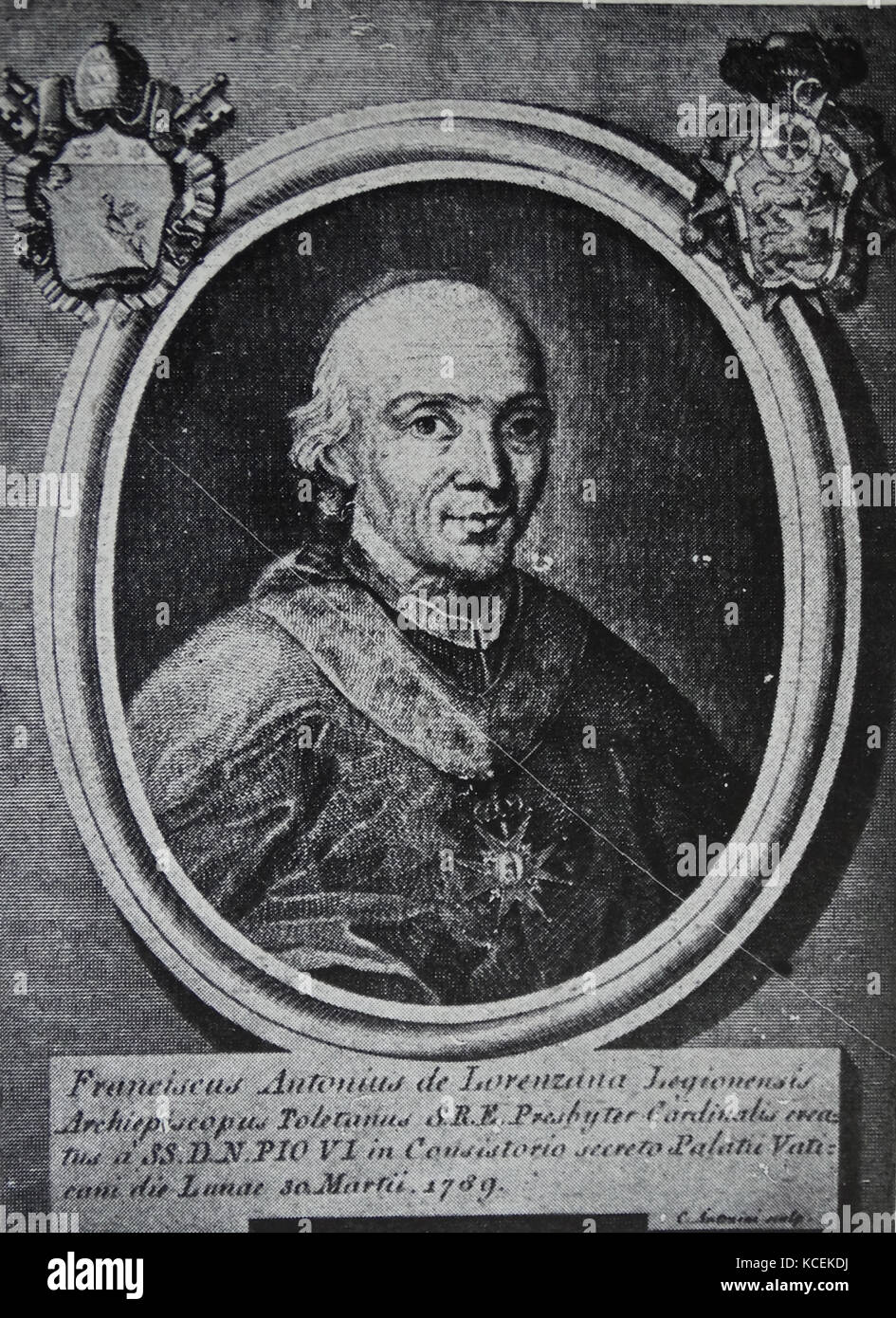 Portrait von Francisco Antonio de Lorenzana (1722-1804) ein Katholischer Kardinal und Erzbischof von Mexiko. Vom 18. Jahrhundert Stockfoto