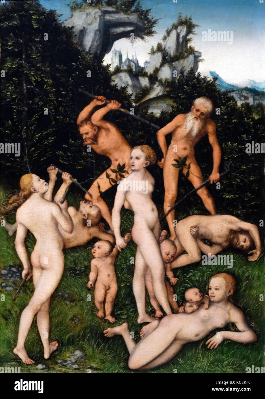 Gemälde mit dem Titel "Die Nähe des Silver Age" von Lucas Cranach dem Älteren (1472-1553) ein deutscher Renaissance Maler und Grafiker. Vom 16. Jahrhundert Stockfoto Gemälde mit dem Titel "Die Nähe des Silver Age" von Lucas Cranach dem Älteren (1472-1553) ein deutscher Renaissance Maler und Grafiker. Vom 16. Jahrhundert Stockfoto