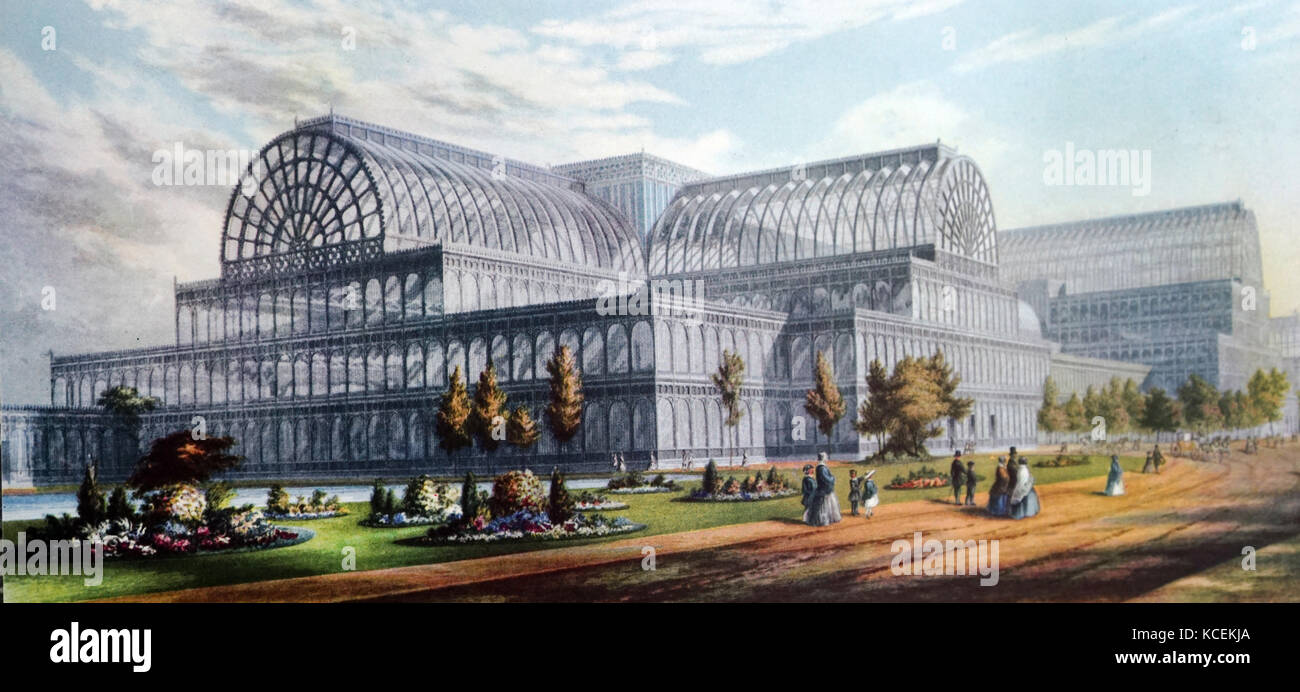 Gravur der Crystal Palace von George Baxter (1804-1867) ein englischer Künstler und Drucker. Vom 19. Jahrhundert Stockfoto