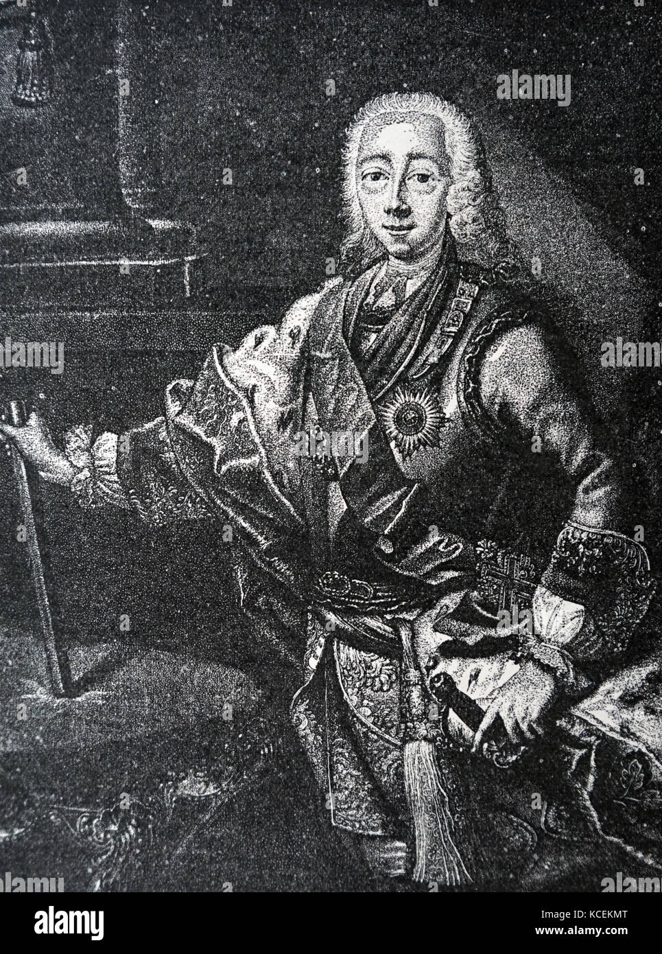 Graviert Portrait von Peter III. von Russland (1728-1762), Kaiser von Russland. Vom 18. Jahrhundert Stockfoto