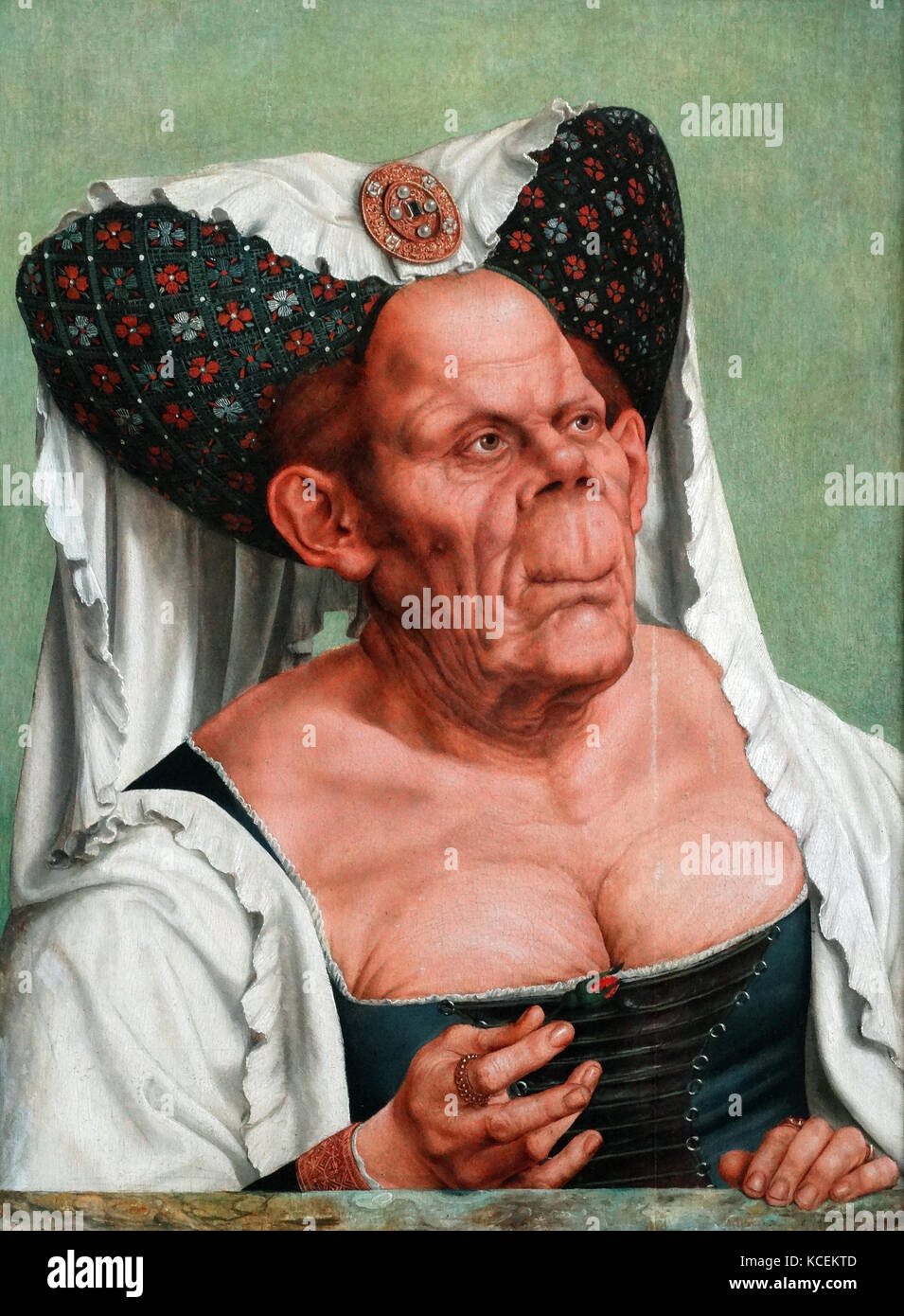 Gemälde mit dem Titel "Eine alte Frau (die hässliche Herzogin ')' von Quentin Matsys (1466-1530) ein flämischer Maler und Gründer der Antwerpener Schule. Vom 16. Jahrhundert Stockfoto