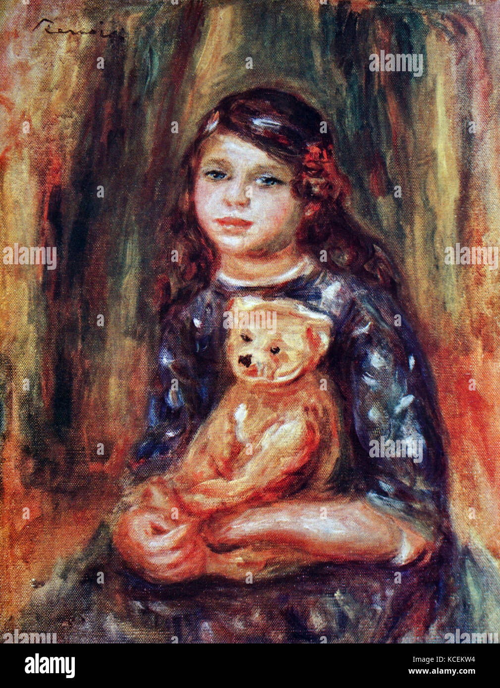 Malerei unter dem Titel "Kind mit Teddy" von Pierre-Auguste Renoir (1841-1919), ein französischer Künstler der impressionistischen Stil. Vom 20. Jahrhundert Stockfoto