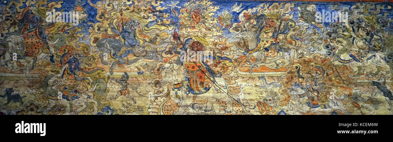 Protector Gottheiten der tibetischen Regierung und des Buddhismus. Vom 20. Jahrhundert Stockfoto