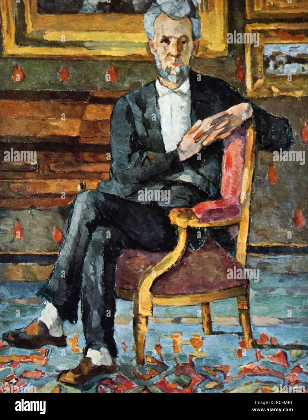 Gemälde mit dem Titel "Portrait von Victor Chocquet, sitzend' von Paul Cézanne (1839-1906), ein französischer Post-Impressionist Painter. Vom 19. Jahrhundert Stockfoto