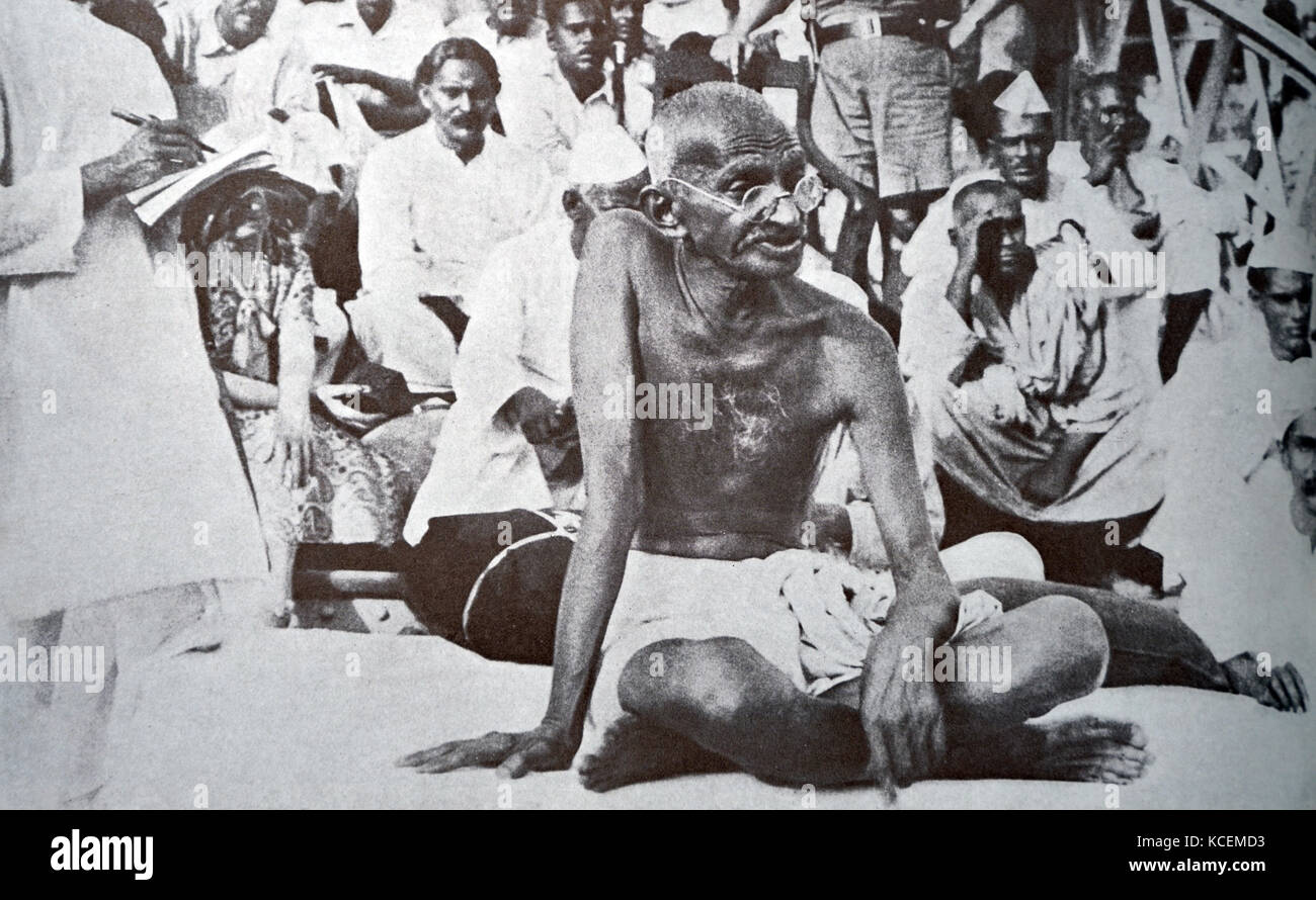 Mohandas Gandhi (1869 - 1948) war der bedeutendste Führer der indischen Unabhängigkeitsbewegung in Britisch - Indien regiert. Nehru (1889-1964 war der erste Premierminister von Indien 1948 Stockfoto
