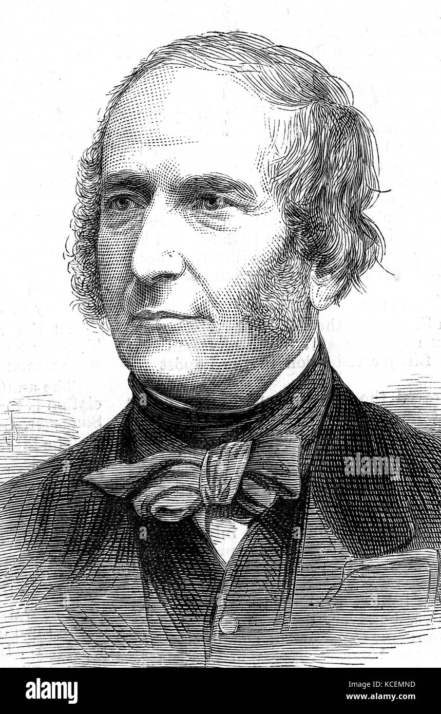 John Scott Russell (1808 - 1882) Schottischer Bauingenieur, naval architect und Schiffsbauer, die die Great Eastern in Zusammenarbeit mit Isambard Kingdom Brunel gebaut. Er machte die Entdeckung der Welle der Übersetzung, die Geburt des modernen Studie von solitonen gab, und entwickelt die Wave-line System der Schiffbau. Stockfoto