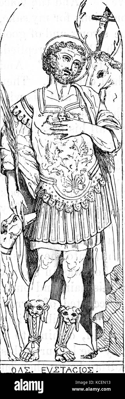 Saint Eustace, ein christlicher Märtyrer und Heiligen. Legende wird ihn in der 2. Ein Märtyrer der Name ist wie ein Heiliger in der Anglikanischen Kirche verehrt werden Stockfoto
