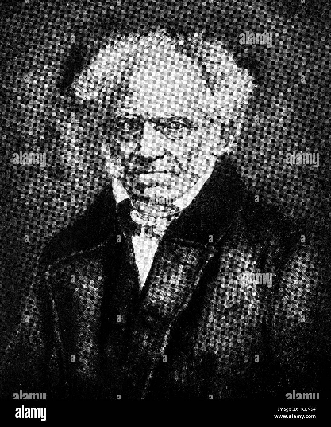 Arthur Schopenhauer (1788 - 1860) deutscher Philosoph. Er ist für seine 1818 Die Welt als Wille und Vorstellung der Arbeit bekannt (1844 erweitert), Stockfoto