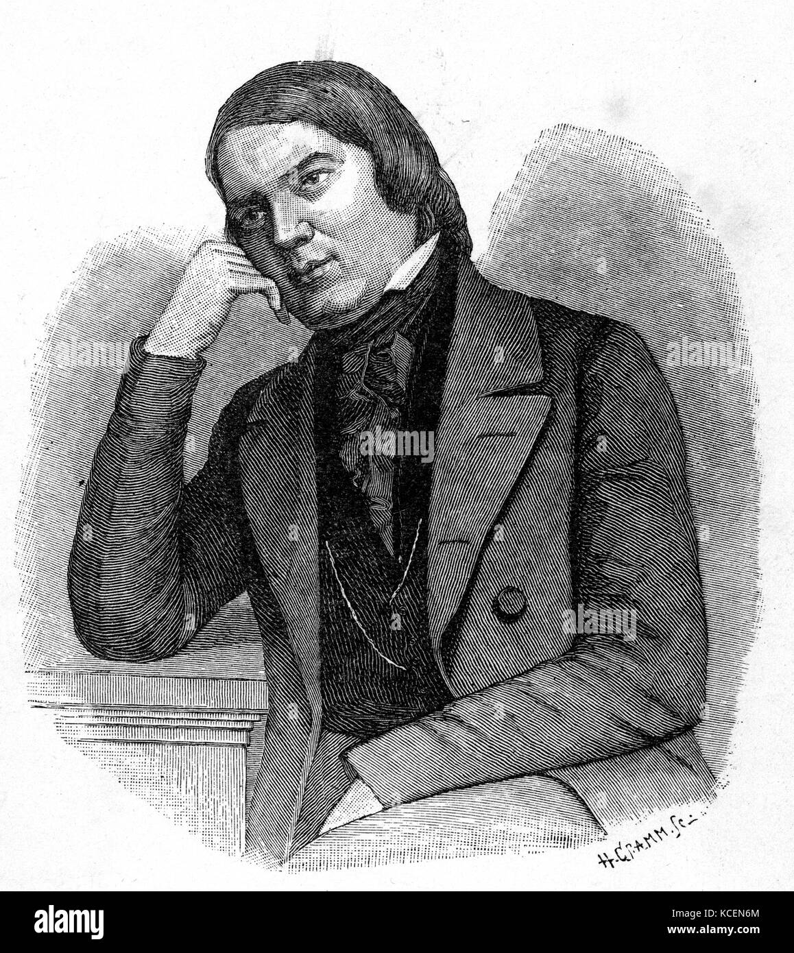 Robert Schumann (1810-1856), deutscher Komponist und Musikkritiker. Er gilt als einer der größten Komponisten der Romantik betrachtet. Stockfoto