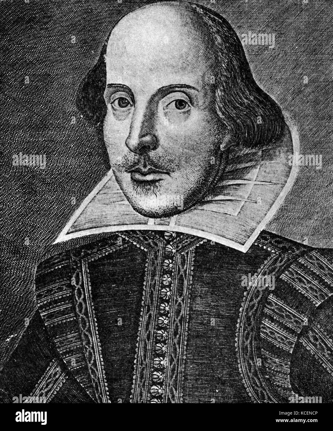 Porträt von William Shakespeare (1564-1616), englischer Dichter, Dramatiker und Schauspieler. Vom 17. Jahrhundert Stockfoto