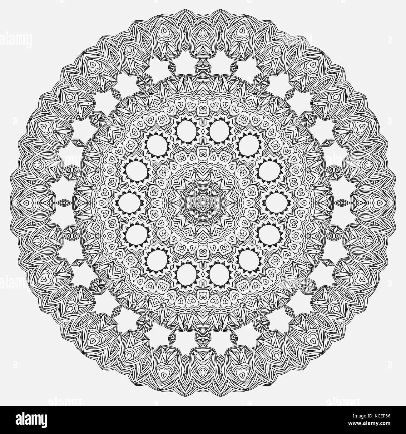 Vektor geometrische und Blume runde Mandala. orientalische Muster, Vector Illustration. Geometrische, Blumen- und nationalen Motiven. malbuch Seite. Authentische geometrische und doodle Kreis mandala Muster Stock Vektor