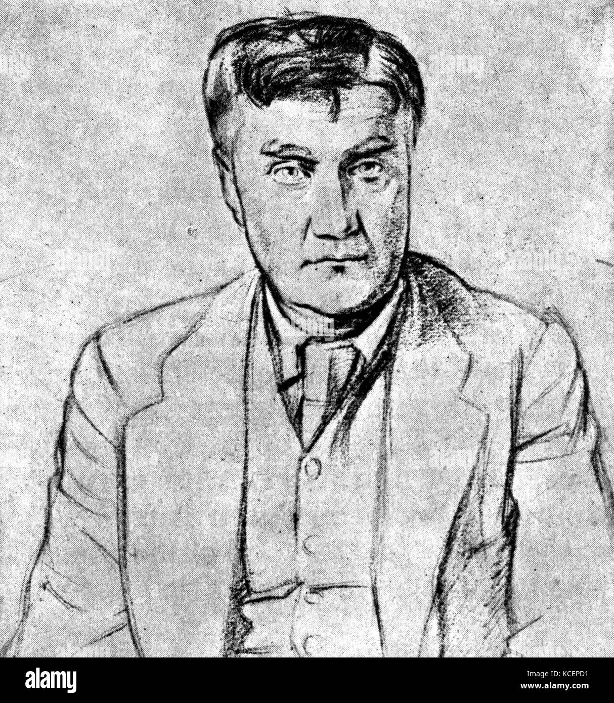 Illustrierte Portrait von Ralph Vaughan Williams (1872-1958) ein englischer Komponist von Opern, Ballette, Kammermusik, Säkularen und Religiösen vocal Stücke. Vom 20. Jahrhundert Stockfoto