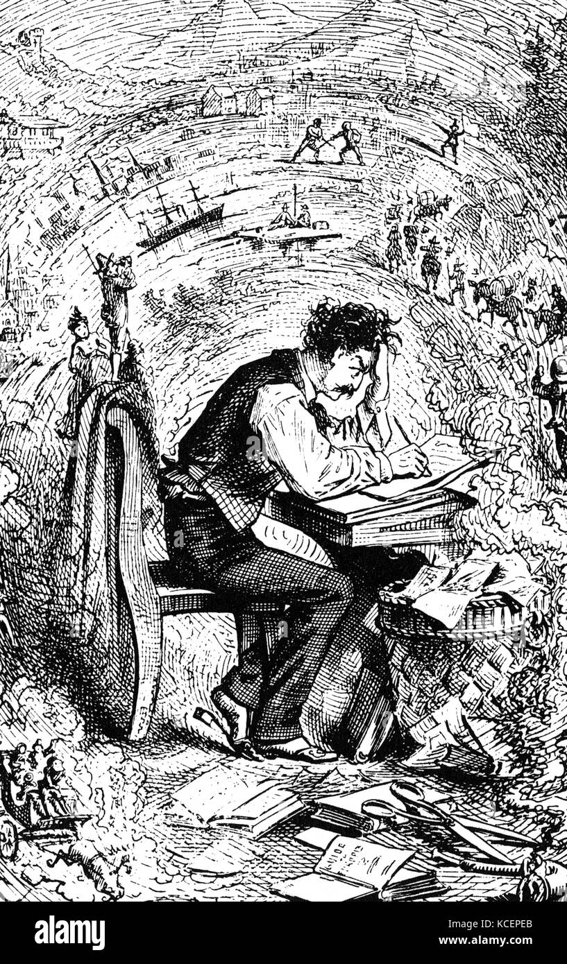 Illustration von Mark Twain (1835-1910) amerikanischer Schriftsteller und Humorist, Unternehmer, Verleger, und Dozent. Vom 19. Jahrhundert Stockfoto