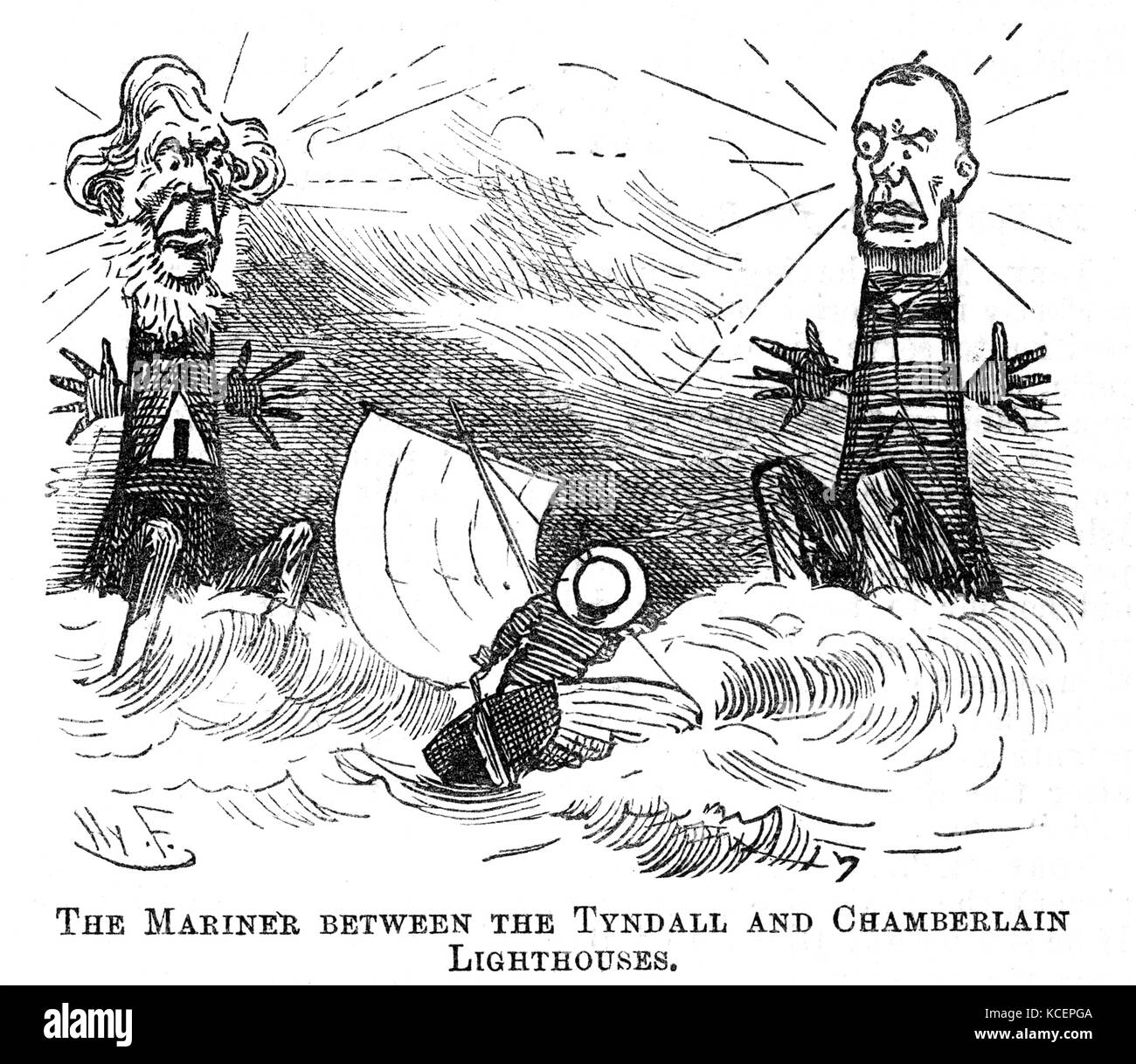Satirische Karikatur, John Tyndall (1820-1893), einem irischen Physiker. Vom 19. Jahrhundert Stockfoto