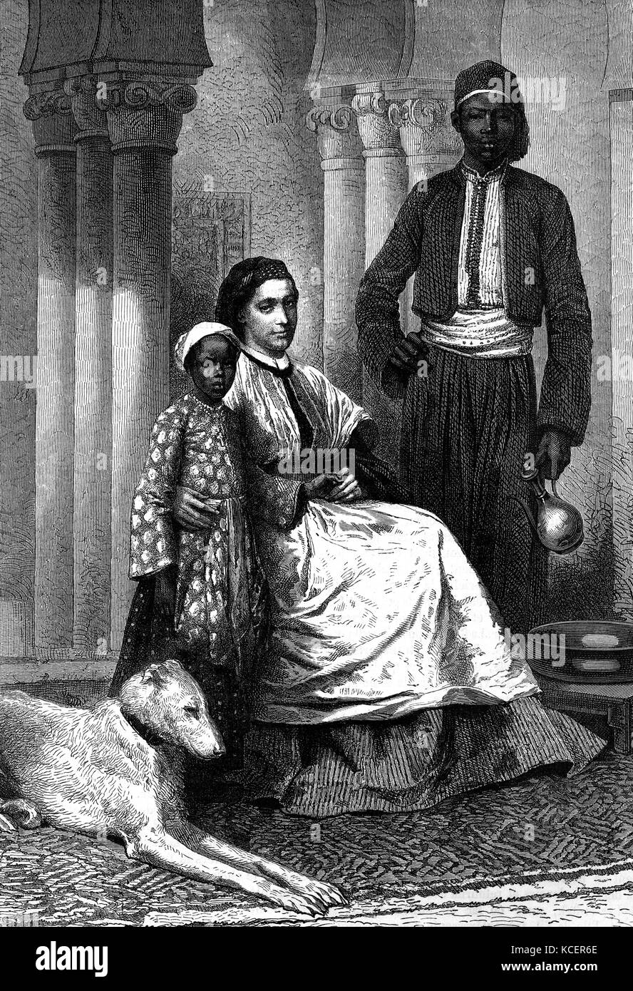Graviert Portrait von Alexandrine Tinné (1835-1869) holländische Erbin und Explorer von Afrika. Vom 19. Jahrhundert Stockfoto