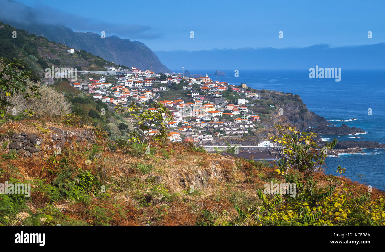 Seixal Dorf am Meer, Küste im Norden der Insel Madeira, Portugal Stockfoto