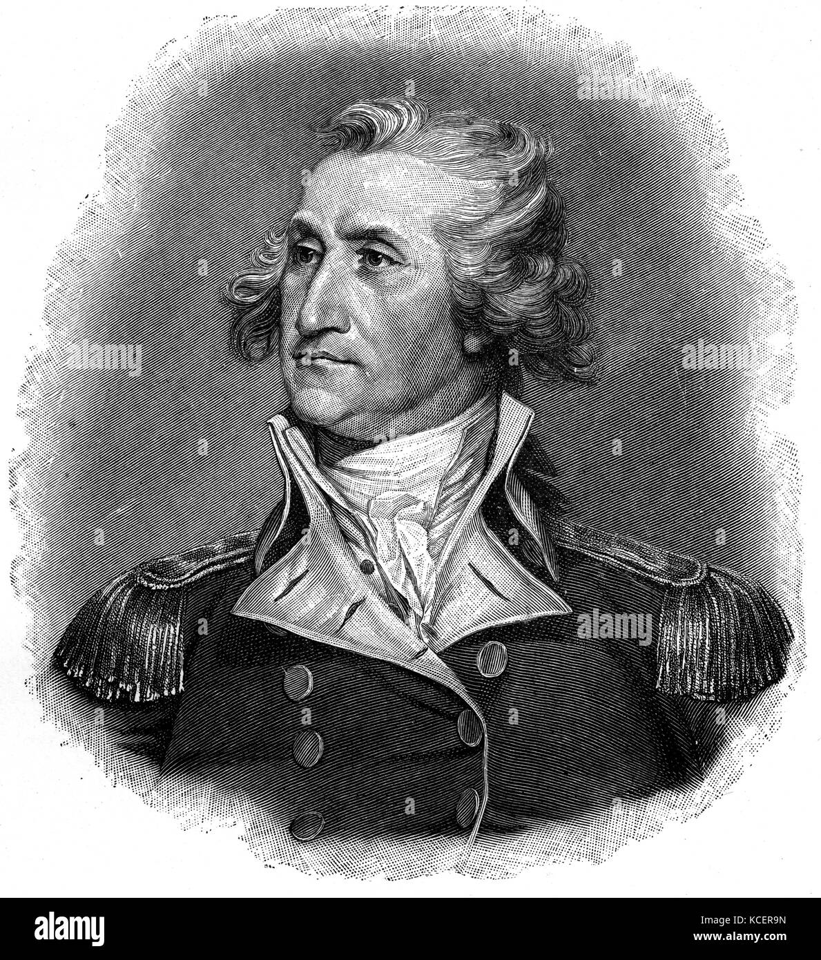 Porträt von George Washington (1732-1799) ein US-amerikanischer Politiker, Soldaten und der erste Präsident der Vereinigten Staaten von Amerika. Vom 18. Jahrhundert Stockfoto