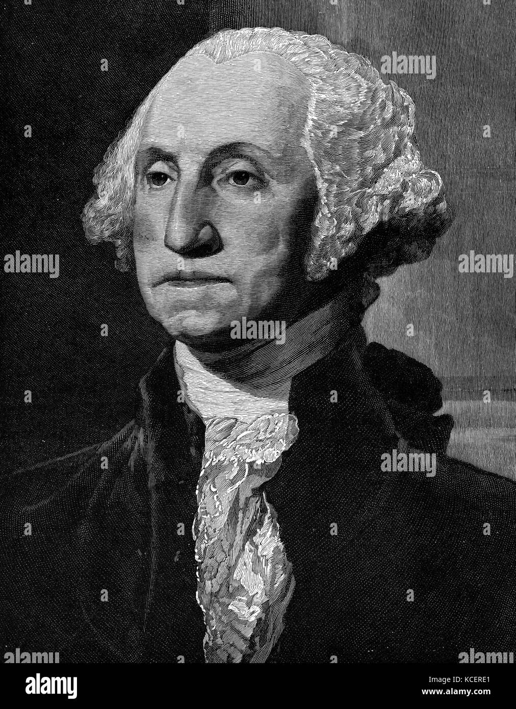 Porträt von George Washington (1732-1799) ein US-amerikanischer Politiker, Soldaten und der erste Präsident der Vereinigten Staaten von Amerika. Von Gilbert Stuart (1755-1828) ein US-amerikanischer Maler gemalt. Vom 18. Jahrhundert Stockfoto