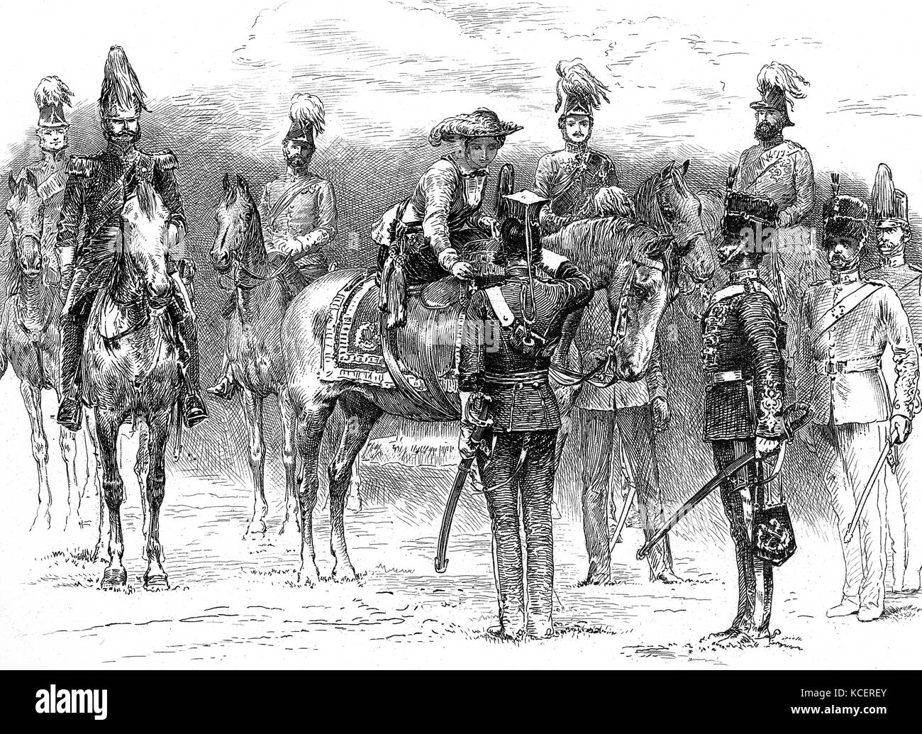 Kupferstich mit der Darstellung der ersten Verteilung der Victoria Cross. Vom 19. Jahrhundert Stockfoto