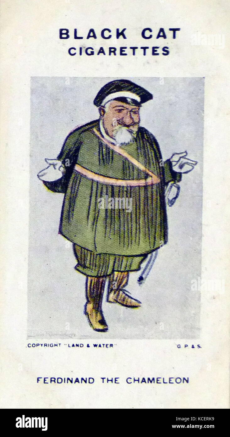 Schwarze Katze Zigaretten, Erster Weltkrieg, Propaganda Karte Übersicht: Ferdinand I. (1861 - 10. September 1948), König von Bulgarien Stockfoto