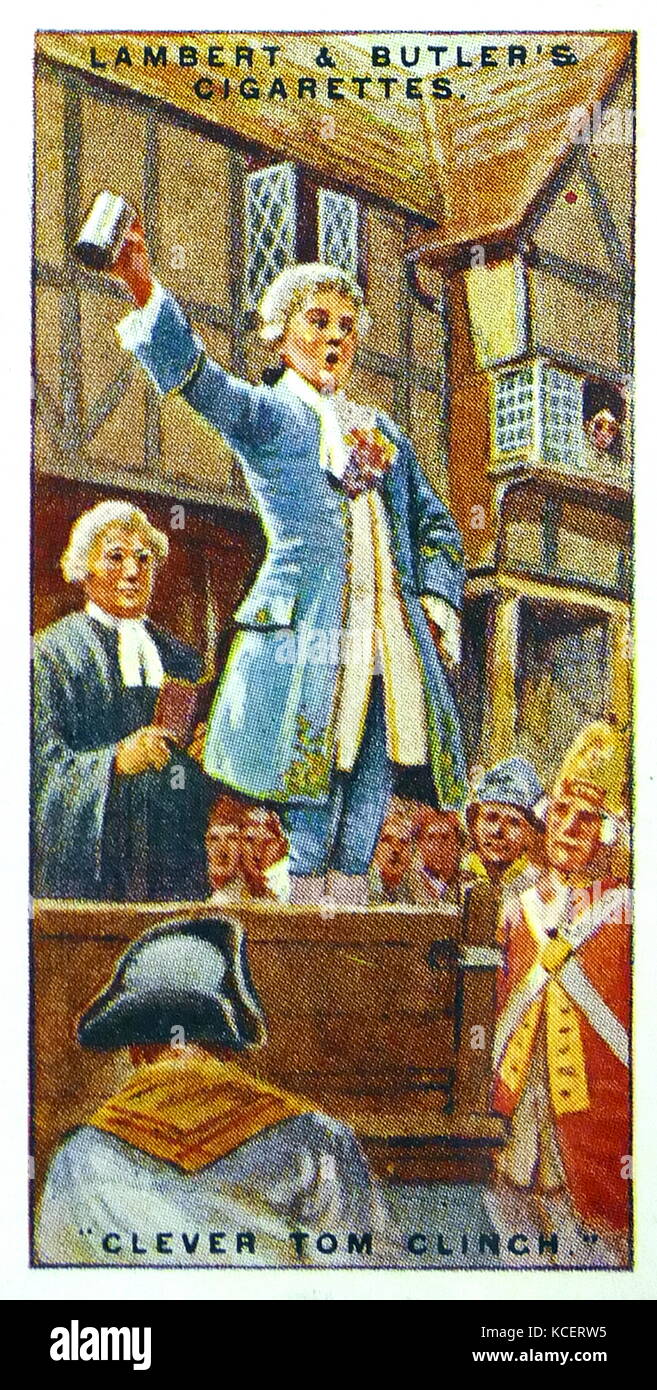 Lambert & Butler, Piraten & Wegelagerer, Zigarette Karte Übersicht: letzte Reise ist eine verdammte Wegelagerer zu Tyburn wurde von Jonathan Swift 1727 beschrieben: "Als schlaue Tom zu klammern, während die Hetze war Plärren, Ritt stattliche durch Holborn, in seiner Berufung" sterben. Tom Klammern war ein Straßenräuber namens Tom Cox, der jüngere Sohn eines Gentleman, der bei Tyburn 1691 gehängt wurde. Stockfoto