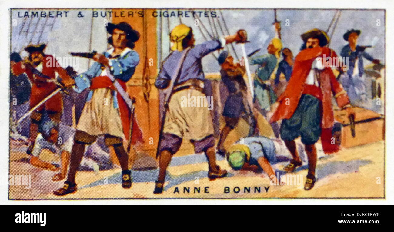 Lambert & Butler, Piraten & Wegelagerer, Zigarette Karte Übersicht: Anne Bonny (C. 1700 - C. 1782); einer irischen Frau, die einen berühmten Piraten geworden, die in der Karibik Stockfoto