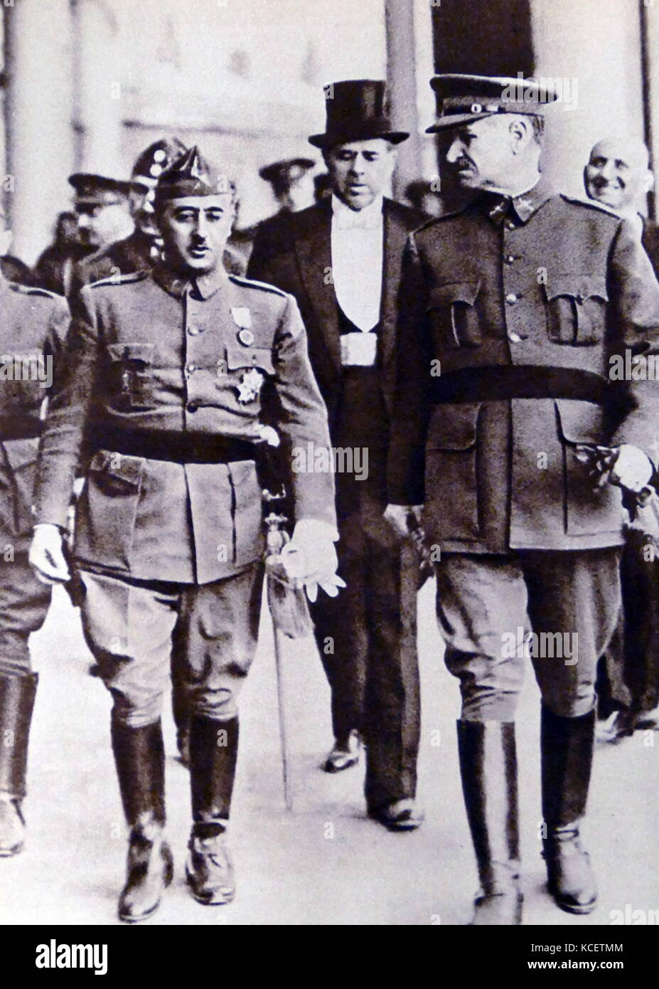 Francisco Franco mit General Queipo de Llano in Sevilla während des Bürgerkriegs 1936 Stockfoto