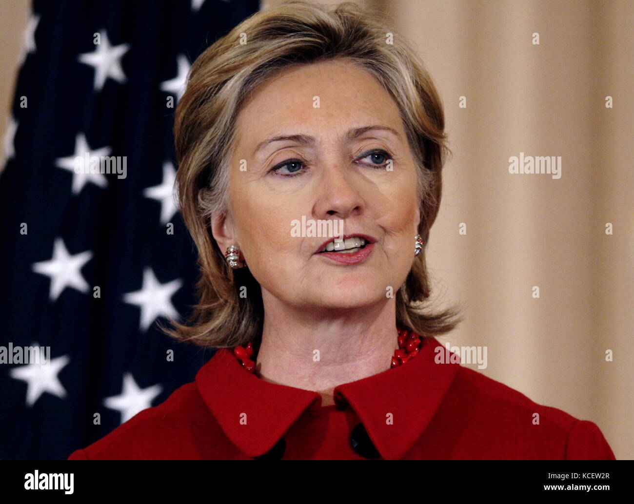 Hillary Diane Rodham Clinton (* 26. Oktober 1947). Us-amerikanischer Politiker der Demokratischen Partei und Kandidat für das Amt des Präsidenten der Vereinigten Staaten bei der Wahl 2016. Diente sie als das 67Th Außenministerin der Regierung der Vereinigten Staaten von 2009 bis 2013 Stockfoto