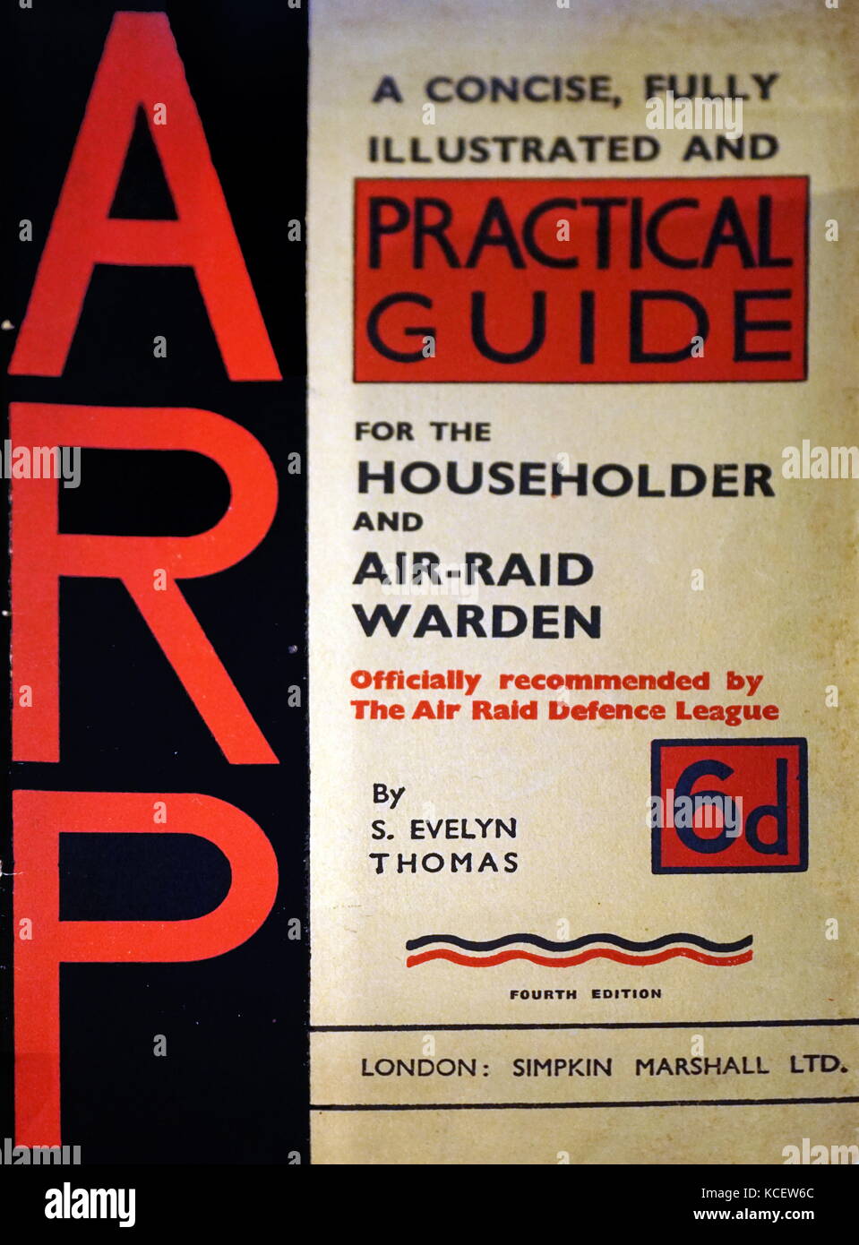 Handbuch für Hauseigentümer und Air Raid wardens durch die britische Civil Defense ARP ausgestellt, im Zweiten Weltkrieg. Stockfoto