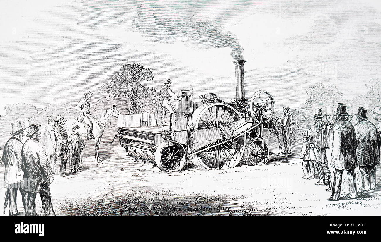 Abbildung: Darstellung einer Dampf pflügen Demonstration in Uppingham. Vom 19. Jahrhundert Stockfoto