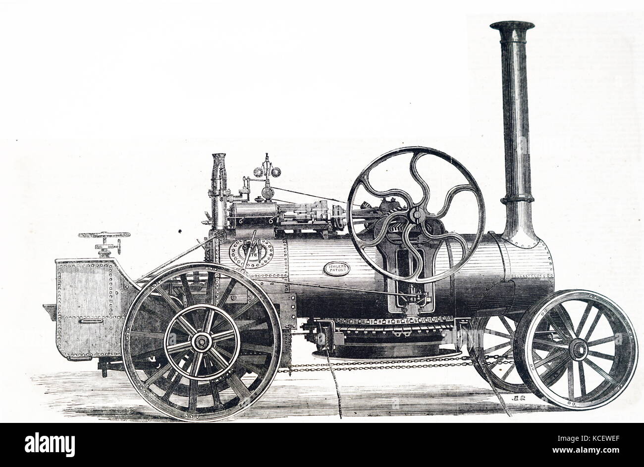 Abbildung: Darstellung der Dampf pflügen Motor von John Fowler (1826-1864) ein englischer landwirtschaftlicher Ingenieur. Vom 19. Jahrhundert Stockfoto