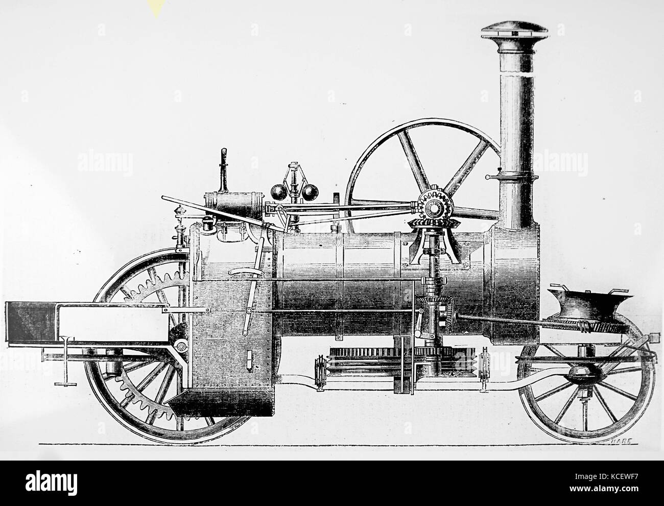 Abbildung: Darstellung der Dampf pflügen Motor von John Fowler (1826-1864) ein englischer landwirtschaftlicher Ingenieur. Vom 19. Jahrhundert Stockfoto