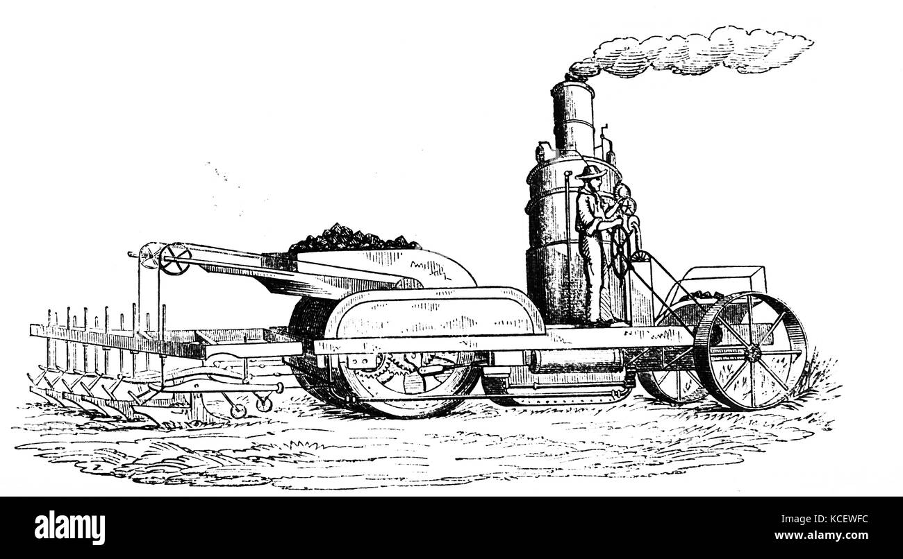 Gravur mit Dampf in der Prärie Staaten der Vereinigten Staaten verwendet. Vom 19. Jahrhundert Stockfoto