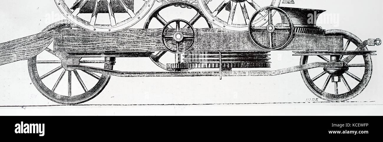Details der Änderung des Egerton Dampf pflügen Apparate Fowlers Anordnung. Vom 19. Jahrhundert Stockfoto