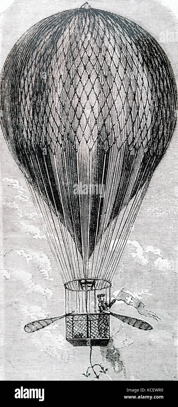 Gravur, Vincenzo Lunardi (1759-1839), einem italienischen Luftschiffer, seine erste Ballon aufstieg in England. Vom 18. Jahrhundert Stockfoto