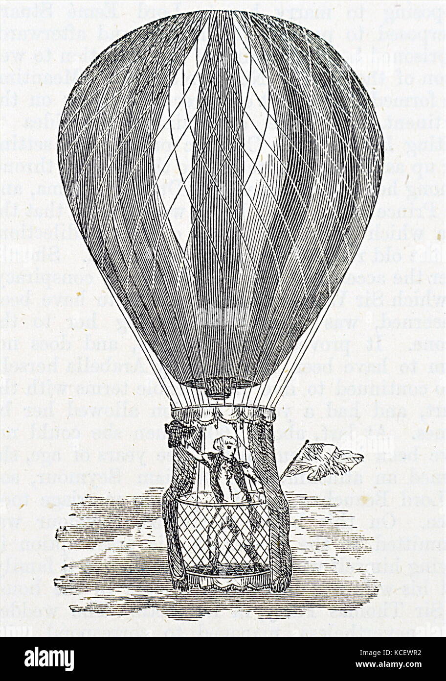 Gravur, Vincenzo Lunardi (1759-1839), einem italienischen Luftschiffer, seine erste Ballon aufstieg in England. Vom 18. Jahrhundert Stockfoto